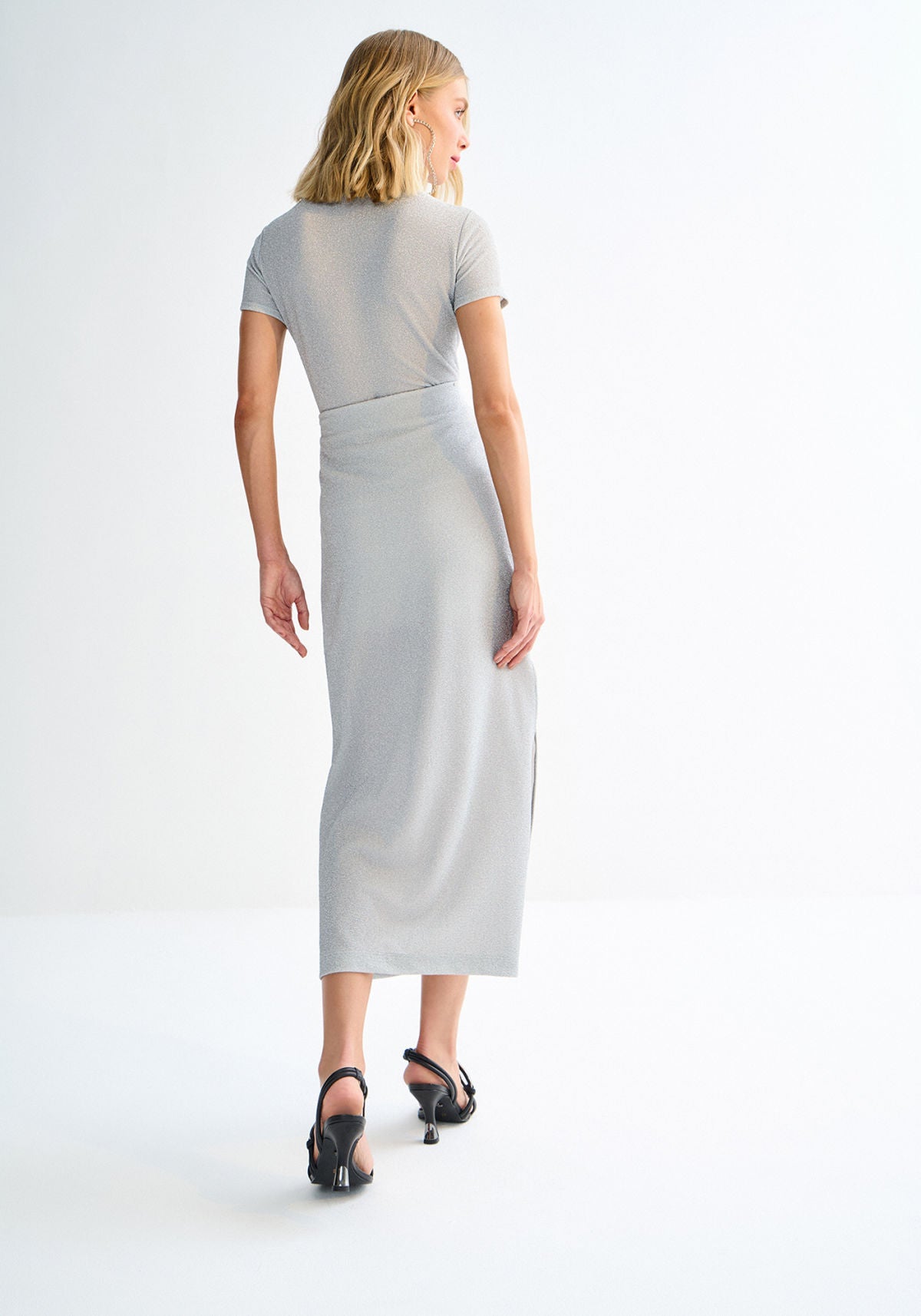 Saia Midi em Malha Crepe Shine Lez A Lez Feminino 3201E