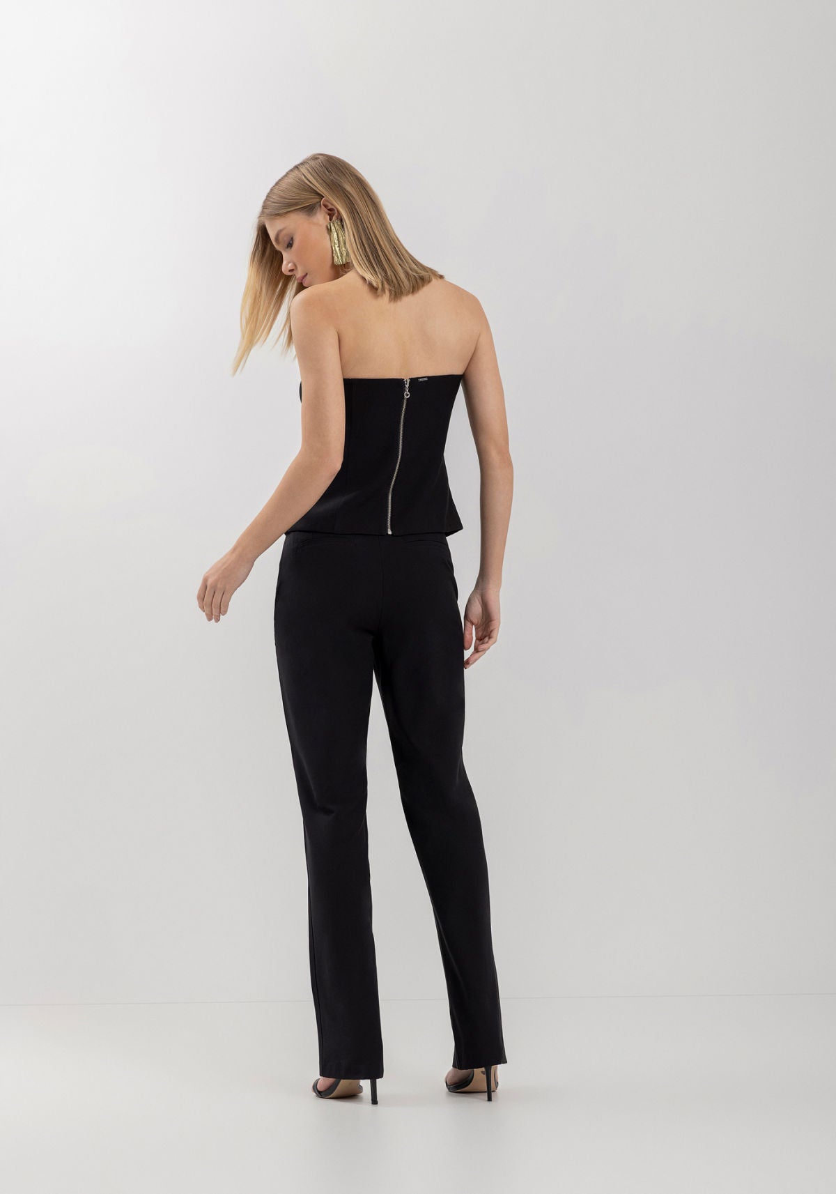 Calça Reta Em Bengaline Com Cintura Lez A Lez Feminino 7213E