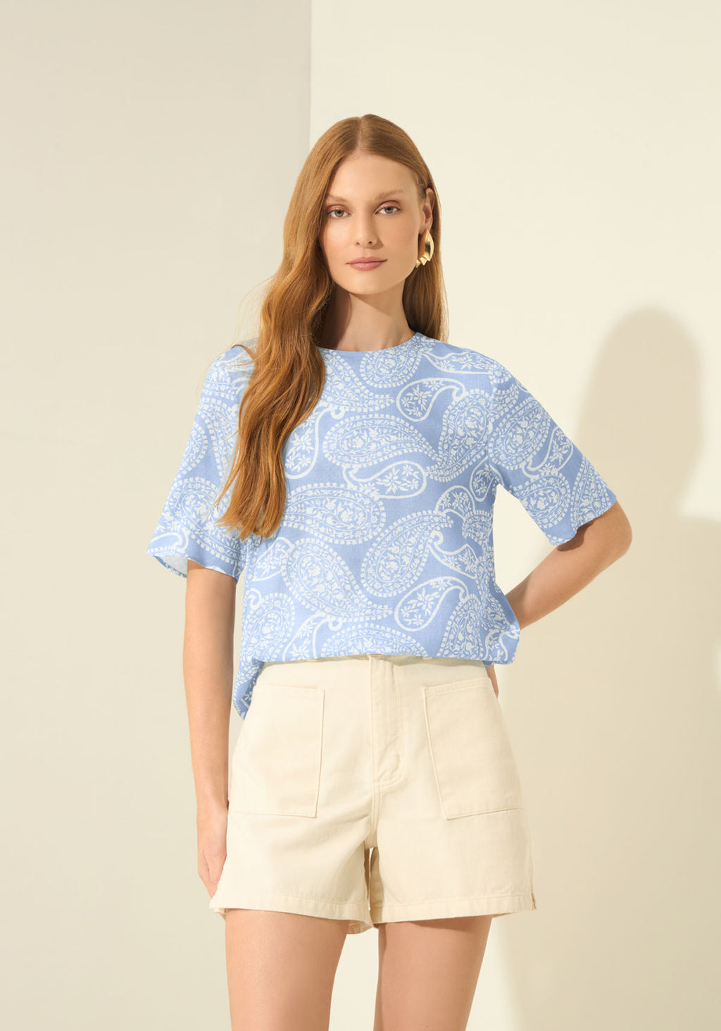 Blusa Estampada De Mangas Curtas Lez A Lez Feminino 3521E