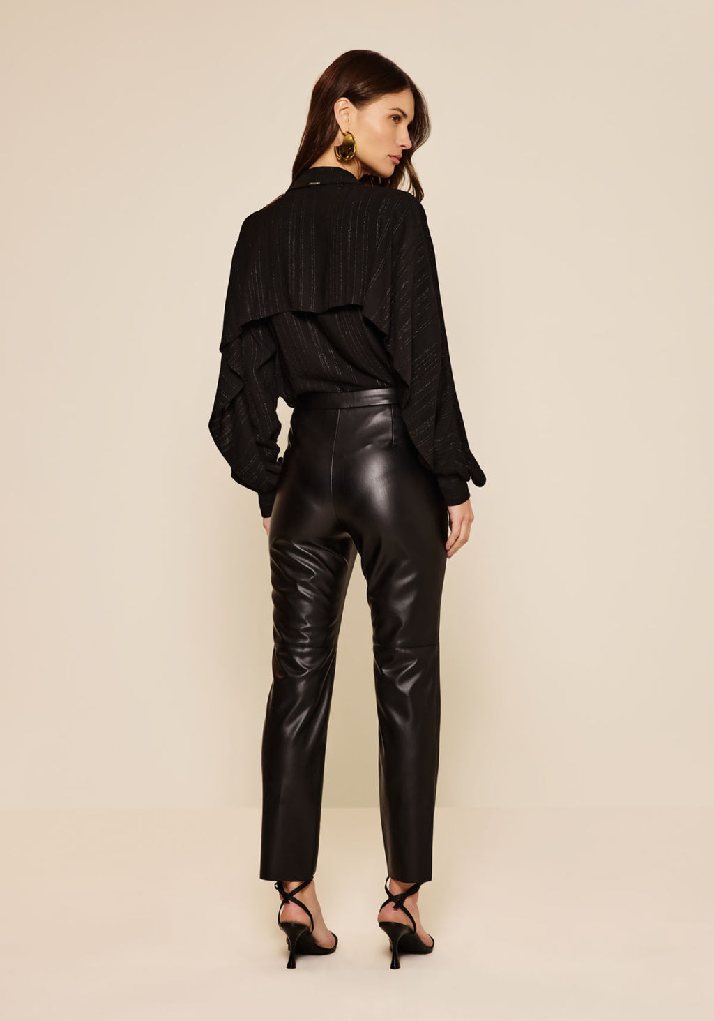 Calça Legging De Cintura Alta Em Pu Lez A Lez Feminino 7322E