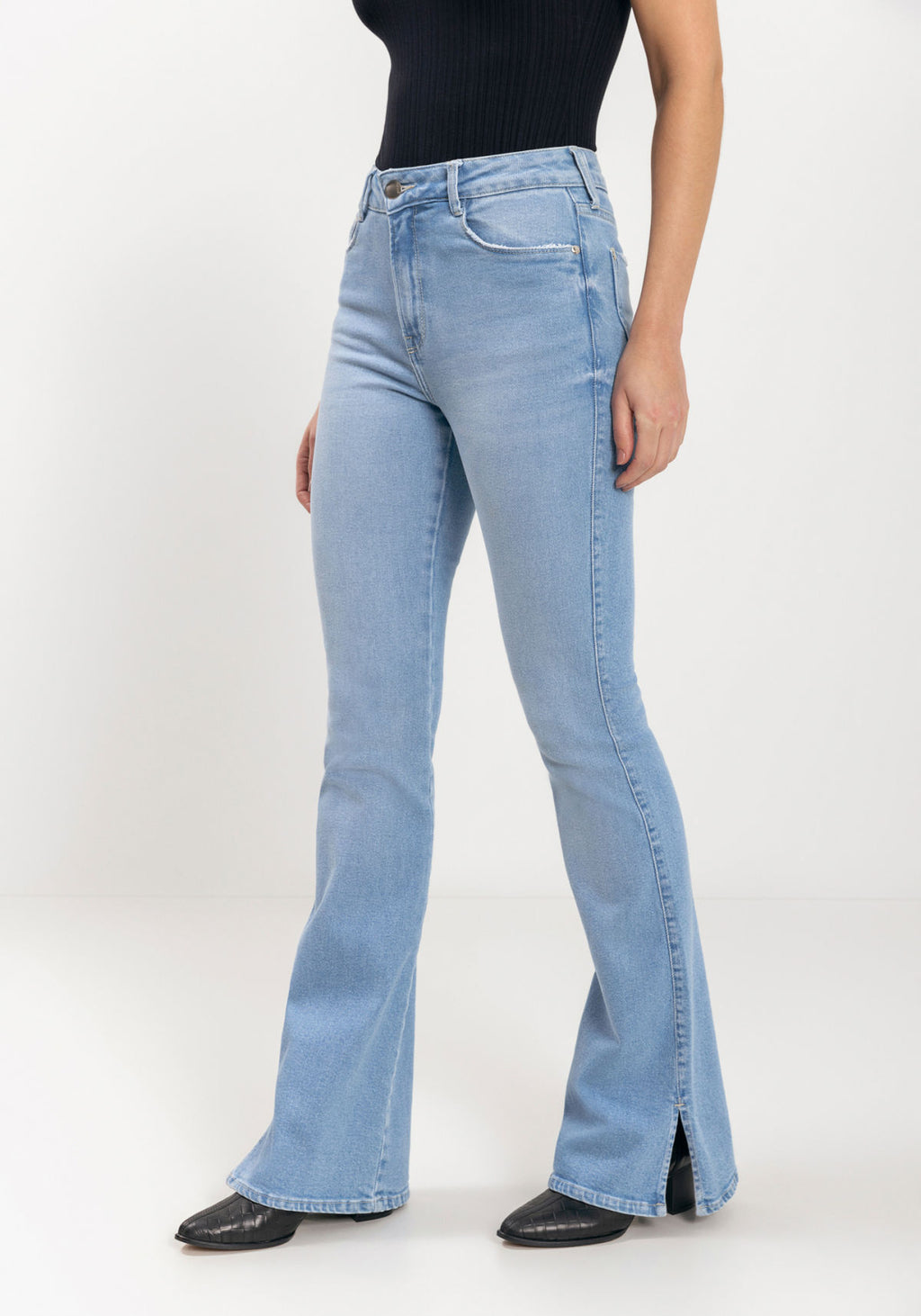 Calça Jeans Boot Cut Cintura Alta Lez A Lez Feminino 1519E