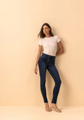 Calça Jeans Skinny Com Elastano E Cintura Alta