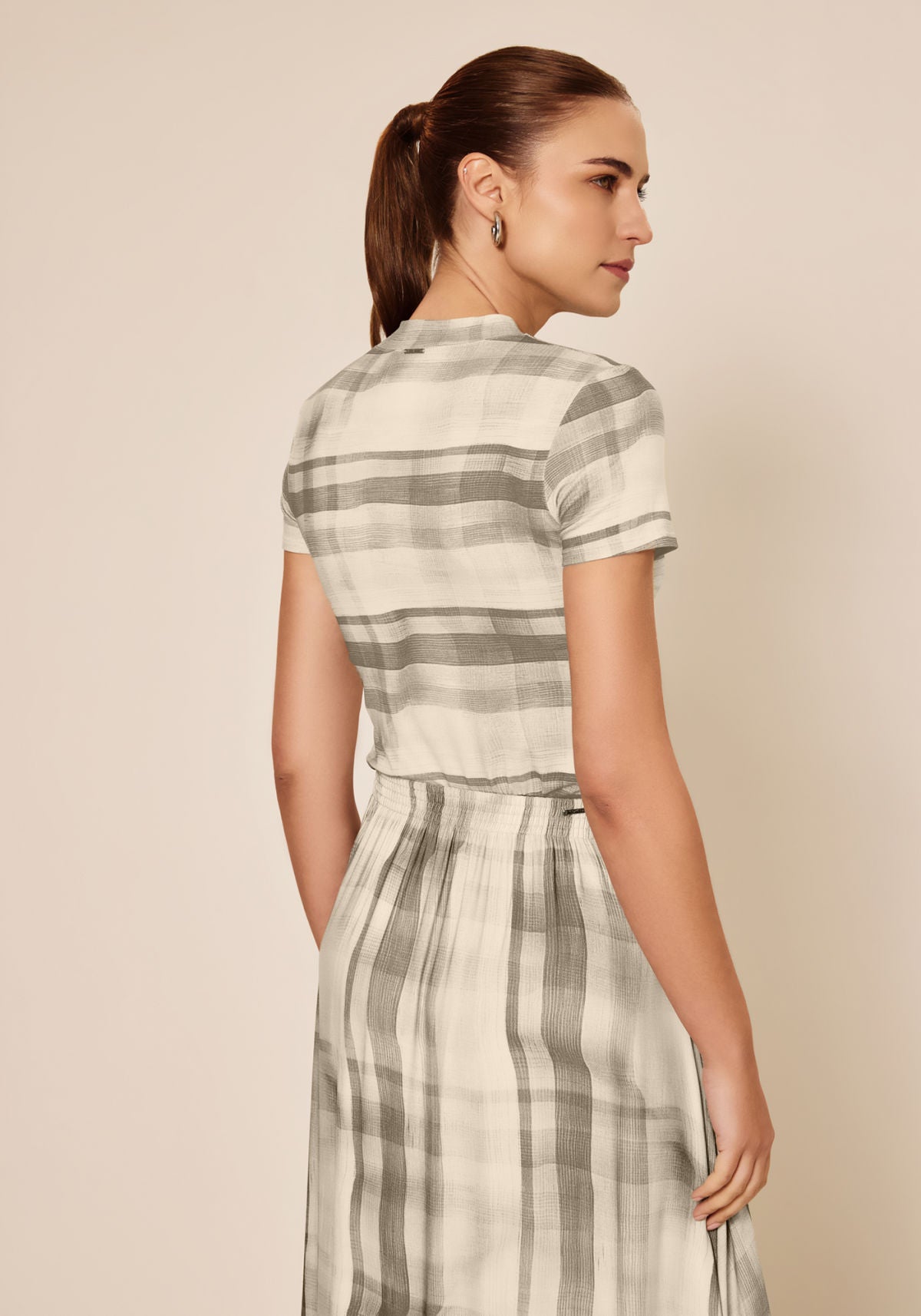 Blusa Estampada De Mangas Curtas Lez A Lez Feminino 7774E