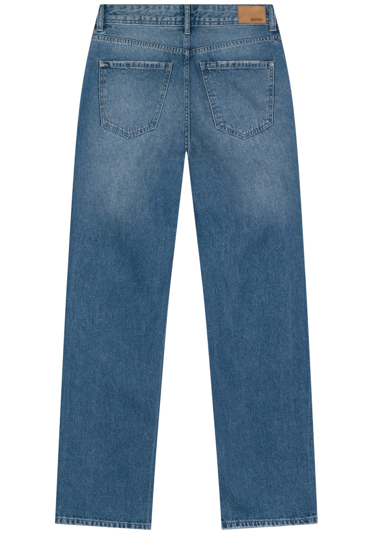 Calça Jeans Reta Com Cintura Alta E Bolsos