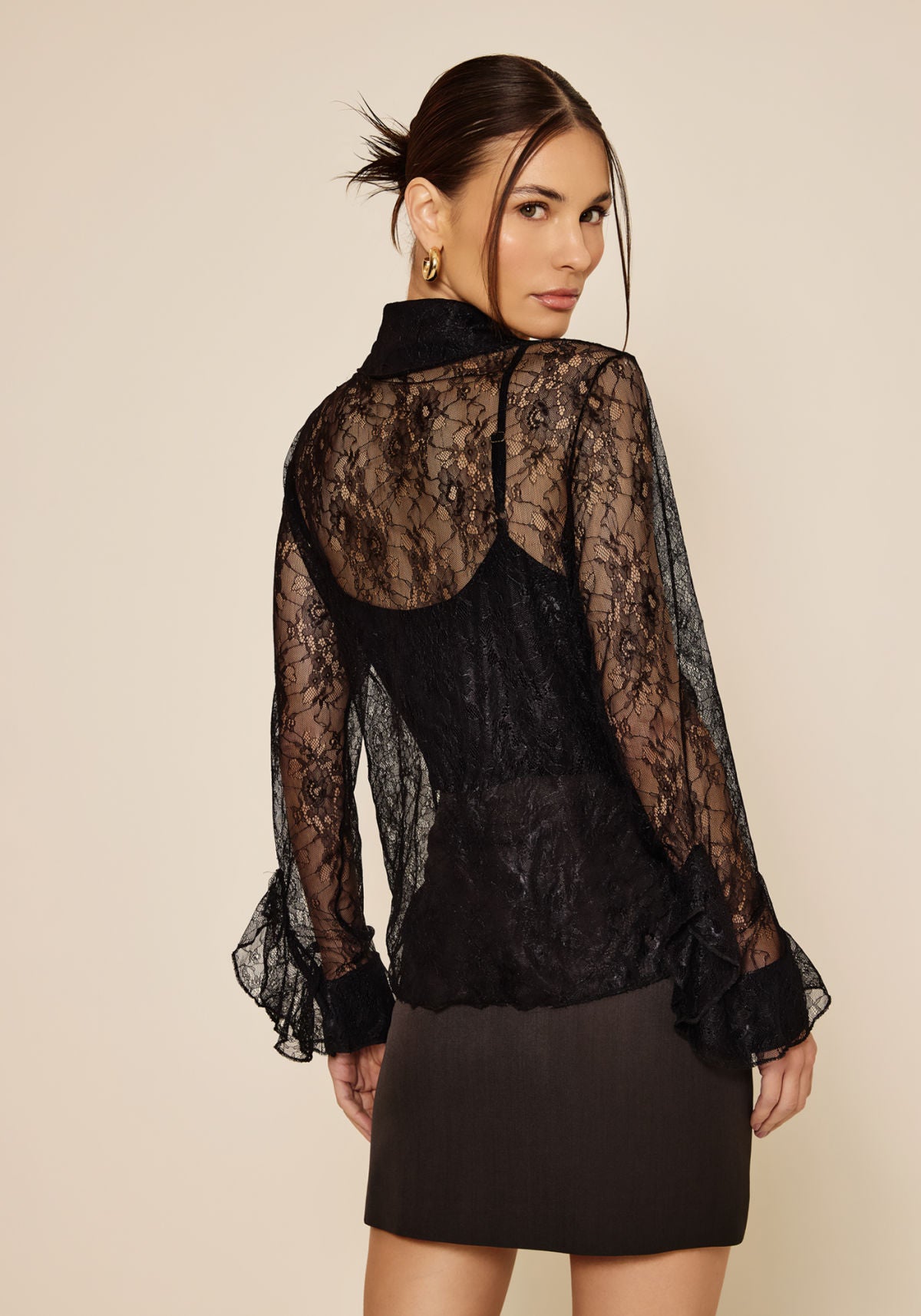Camisa De Mangas Longas Em Renda Lez A Lez Feminino 8063E