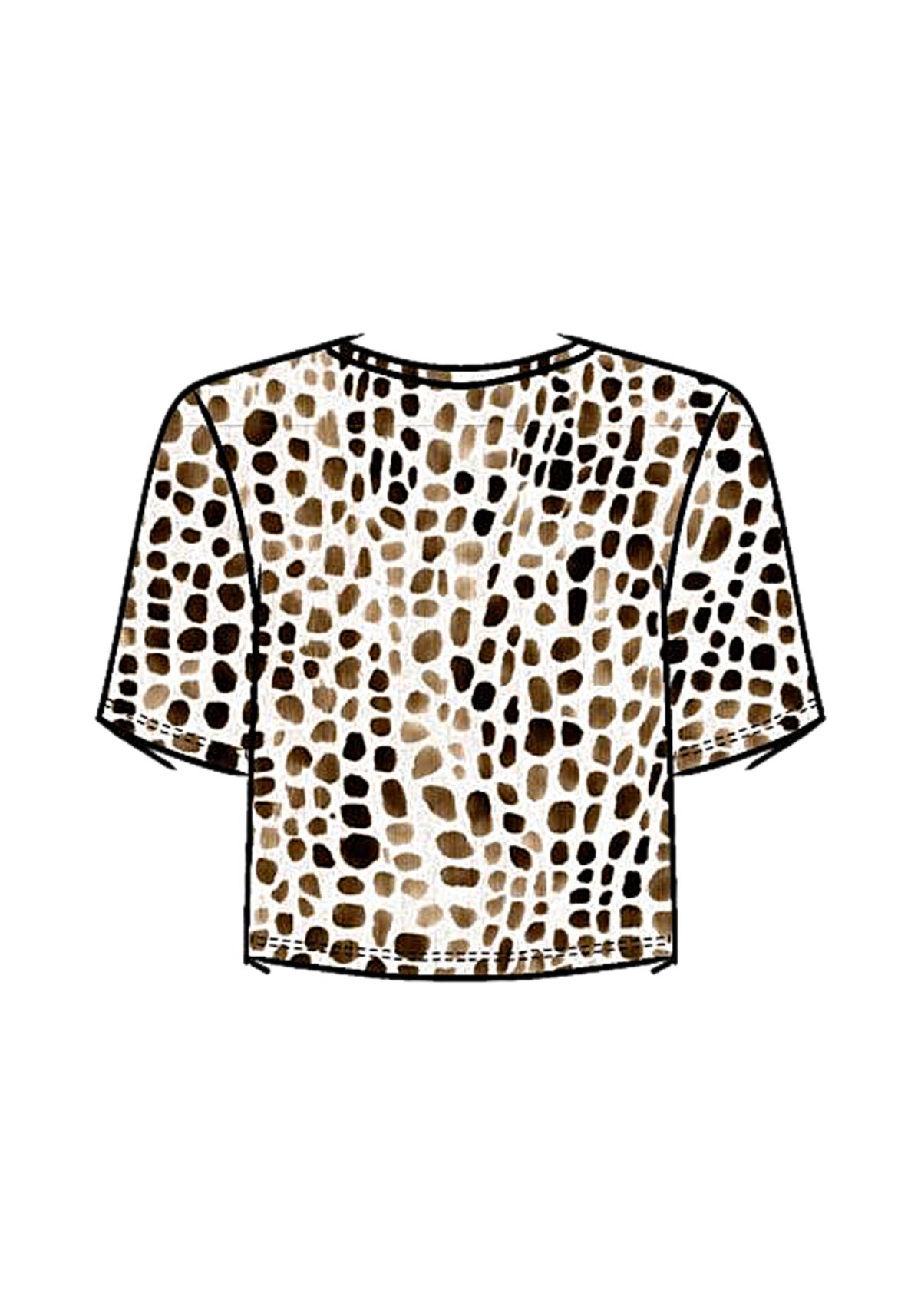 Blusa De Mangas Curtas Com Lurex Lez A Lez Feminino 9498E