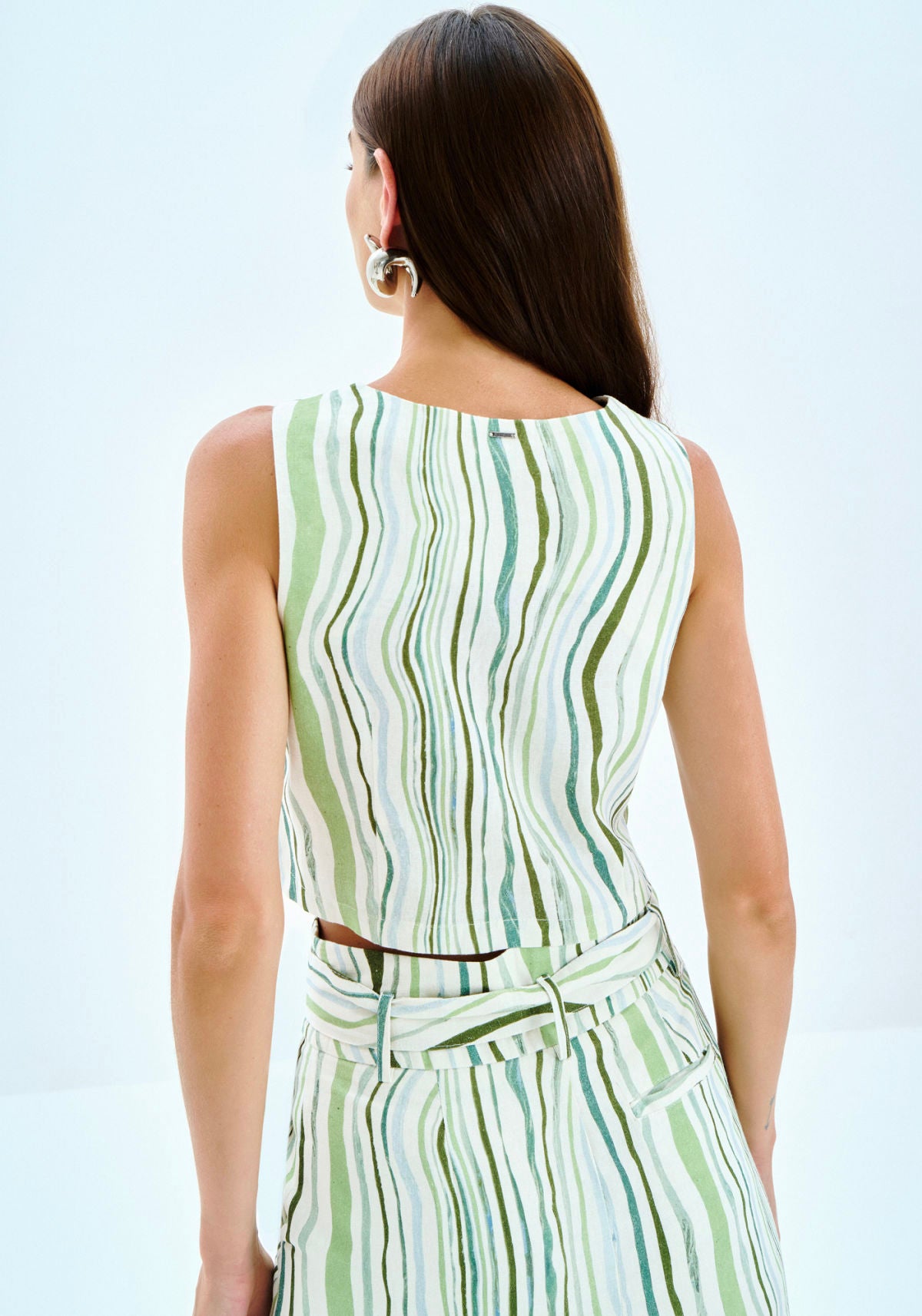 Regata Cropped em Linho Estampada Lez A Lez Feminino 7836L