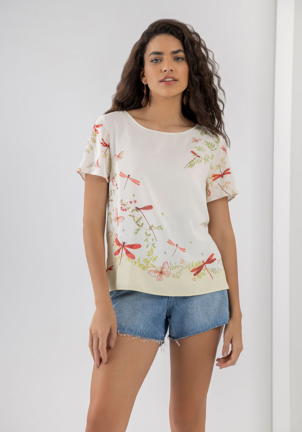 Blusa Manga Curta em Tecido Plano Lez A Lez Feminino 7274L