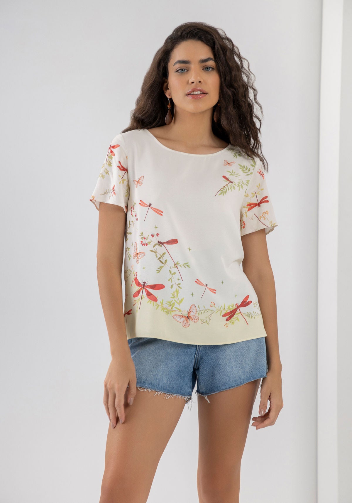 Blusa Manga Curta em Tecido Plano Lez A Lez Feminino 7274L