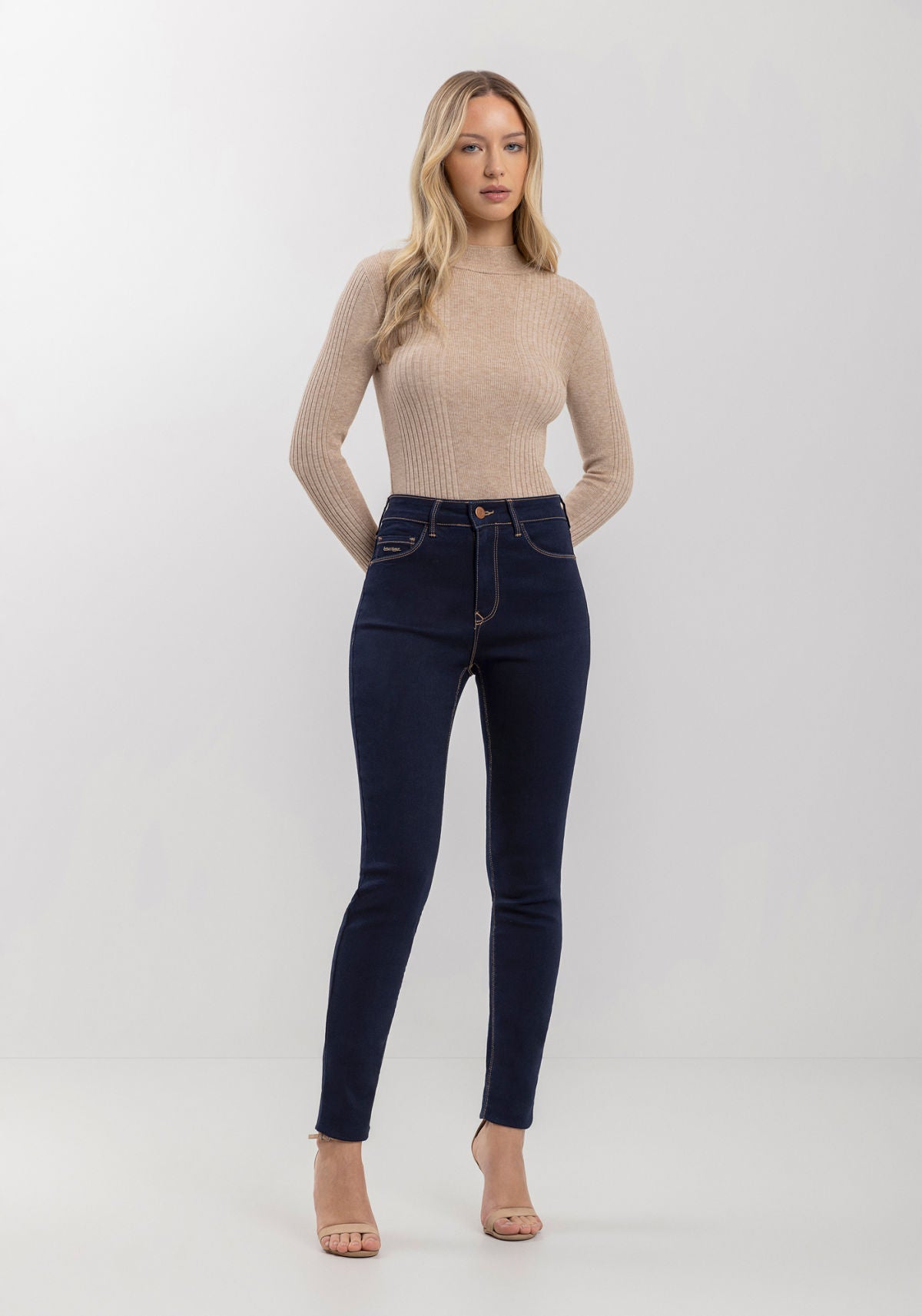 Calça Jeans Skinny De Cintura Alta Lez A Lez Feminino 9498L