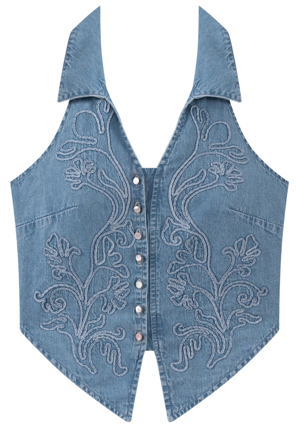 Camisa Jeans Bordada Com Botões Lez A Lez Feminino 0172E