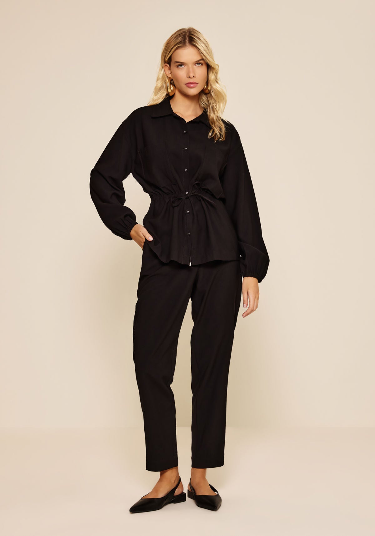 Parka De Mangas Longas Com Gola Lez A Lez Feminino 8066E