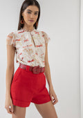 Blusa Estampada com Manga em Tule Lez A Lez Feminino 7314L