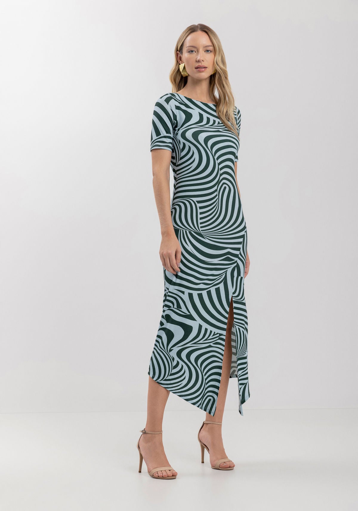 Vestido Midi Chá Estampado Lez A Lez Feminino 7552E