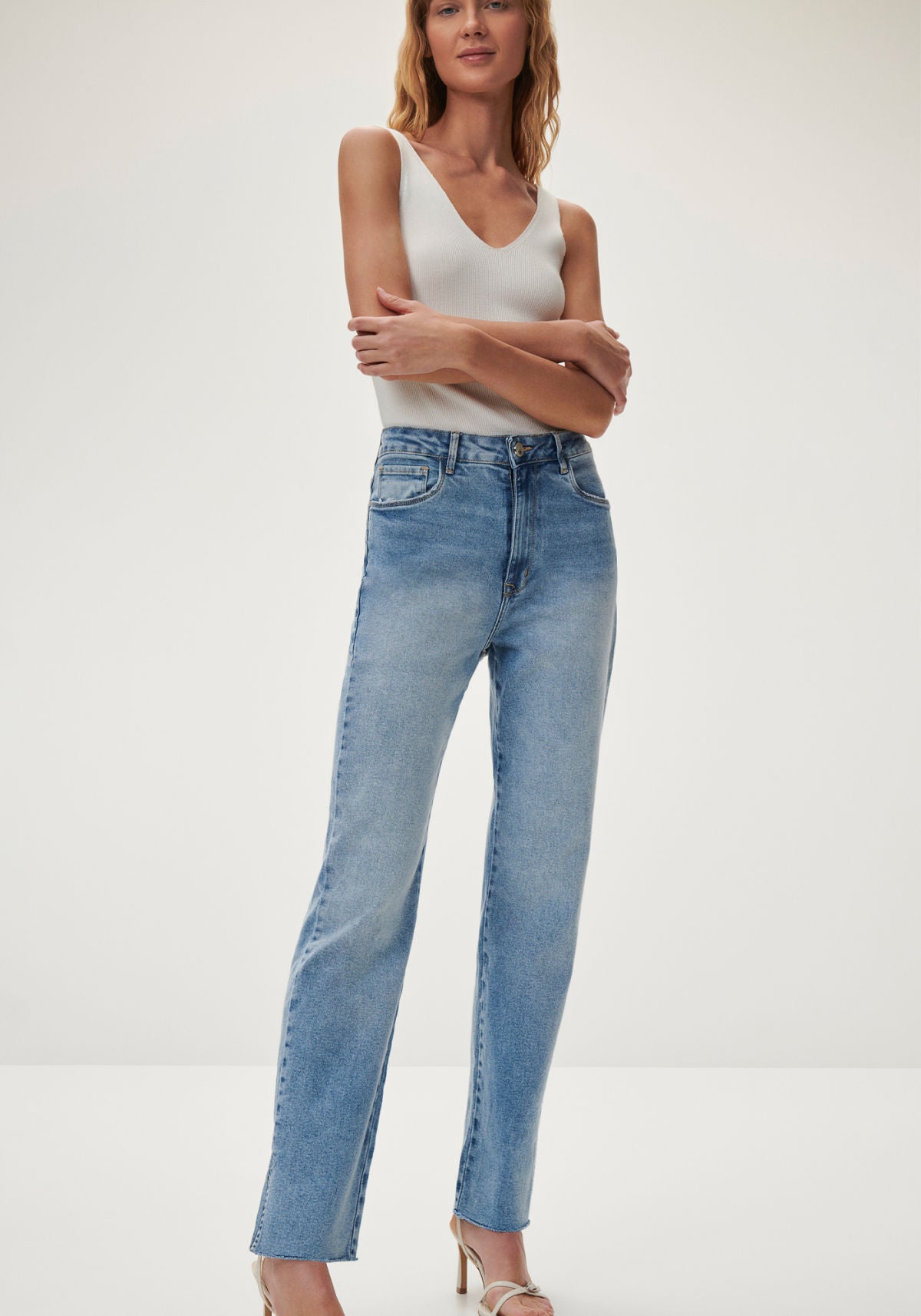 Calça Jeans Reta Cropped Lez A Lez Feminino 7995L