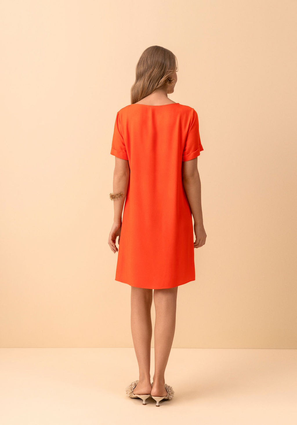 Vestido Curto Básico De Mangas Lez A Lez Feminino 5324E