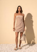 Vestido Curto Listrado Com Decote Lez A Lez Feminino 5175E