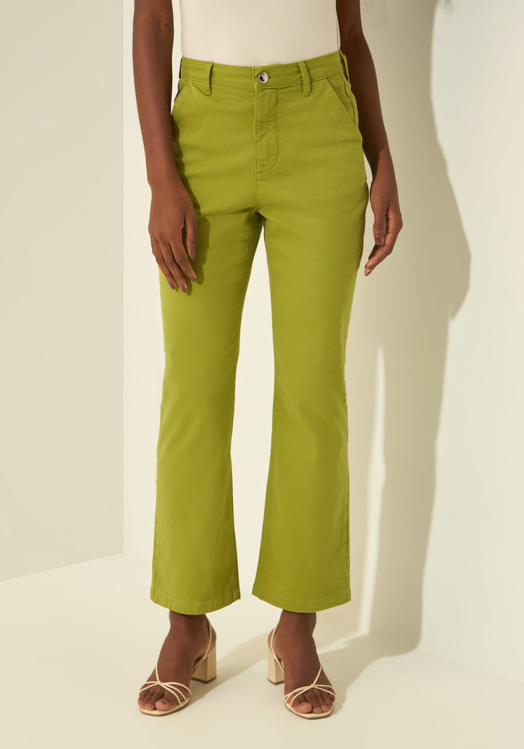 Calça Reta Cropped De Cintura Alta Lez A Lez Feminino 0115E
