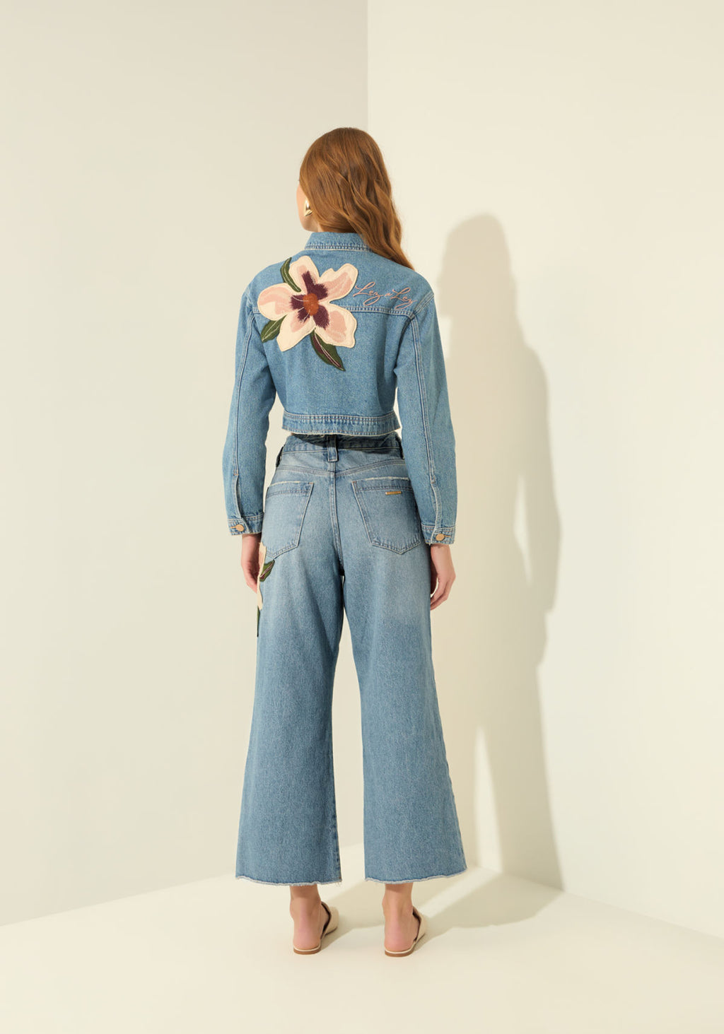 Calça Wide Leg Jeans Cropped Lez A Lez Feminino 0215E