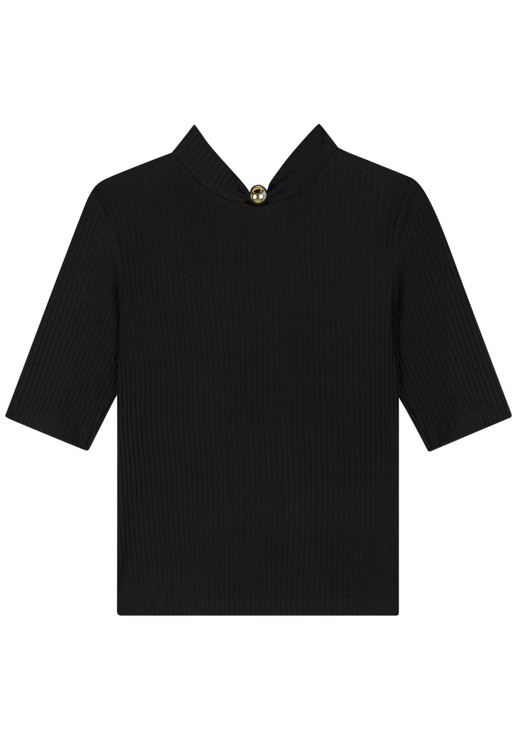 Blusa De Mangas Curtas Em Malha Lez A Lez Feminino 9237E
