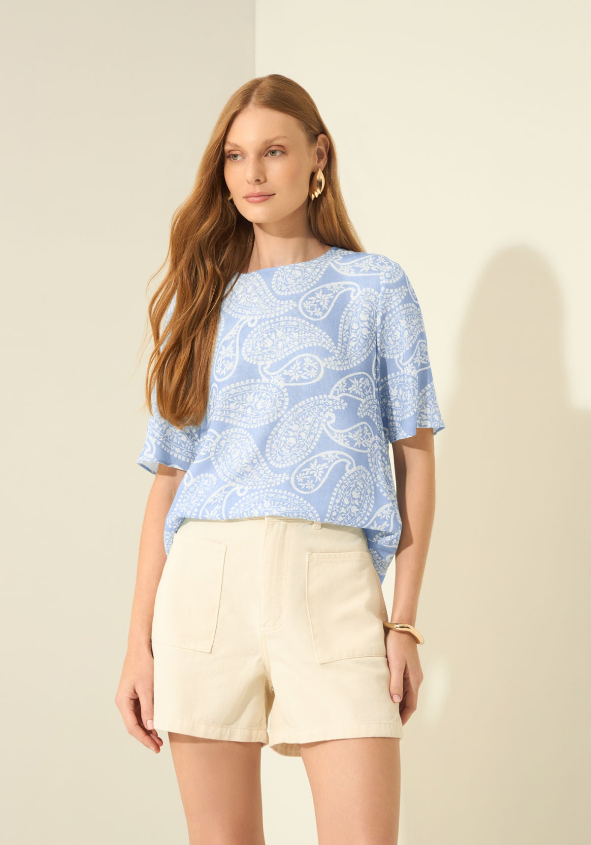 Blusa Estampada De Mangas Curtas Lez A Lez Feminino 3521E