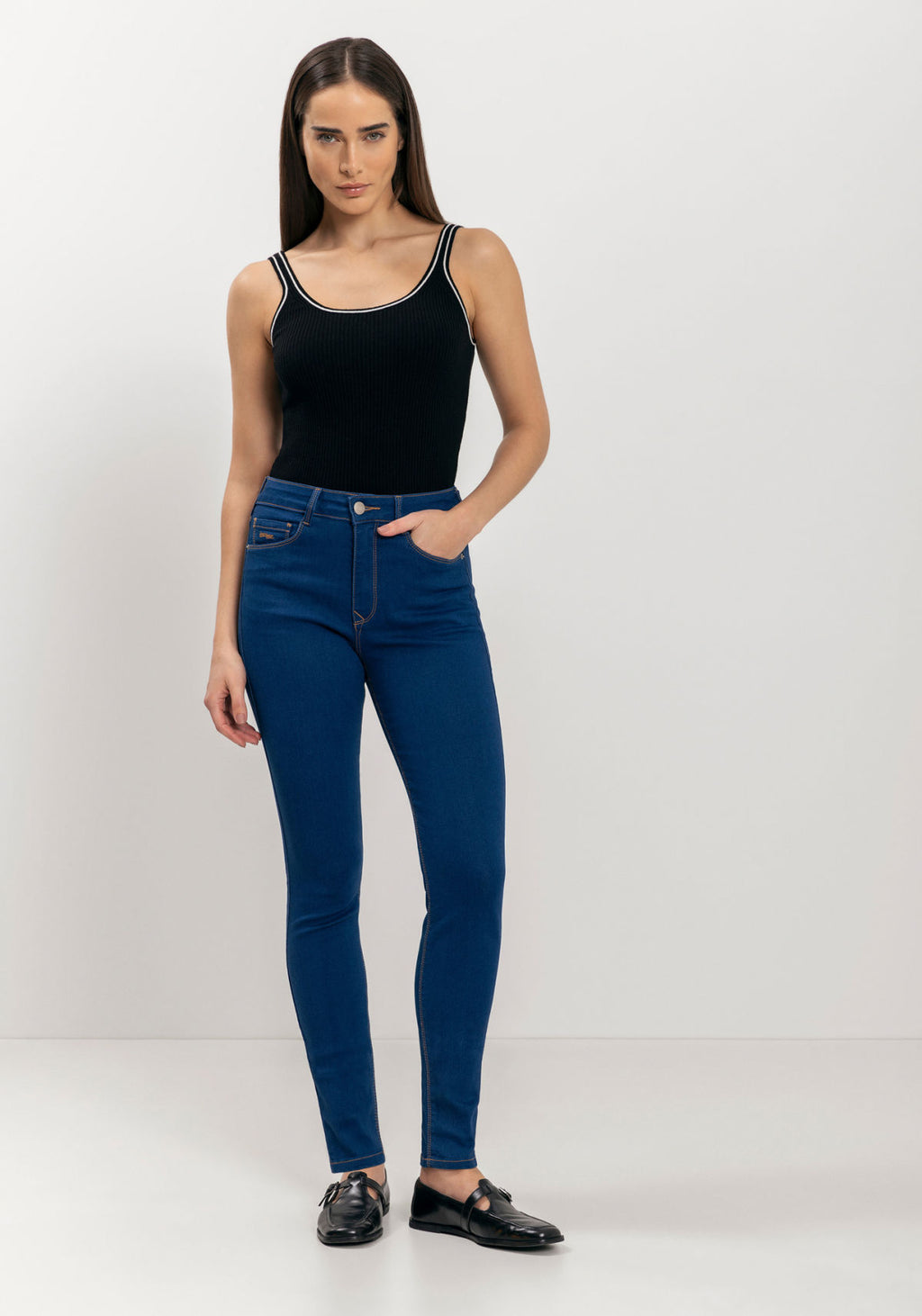Calça Jeans Skinny De Cintura Alta Lez A Lez Feminino 9498L