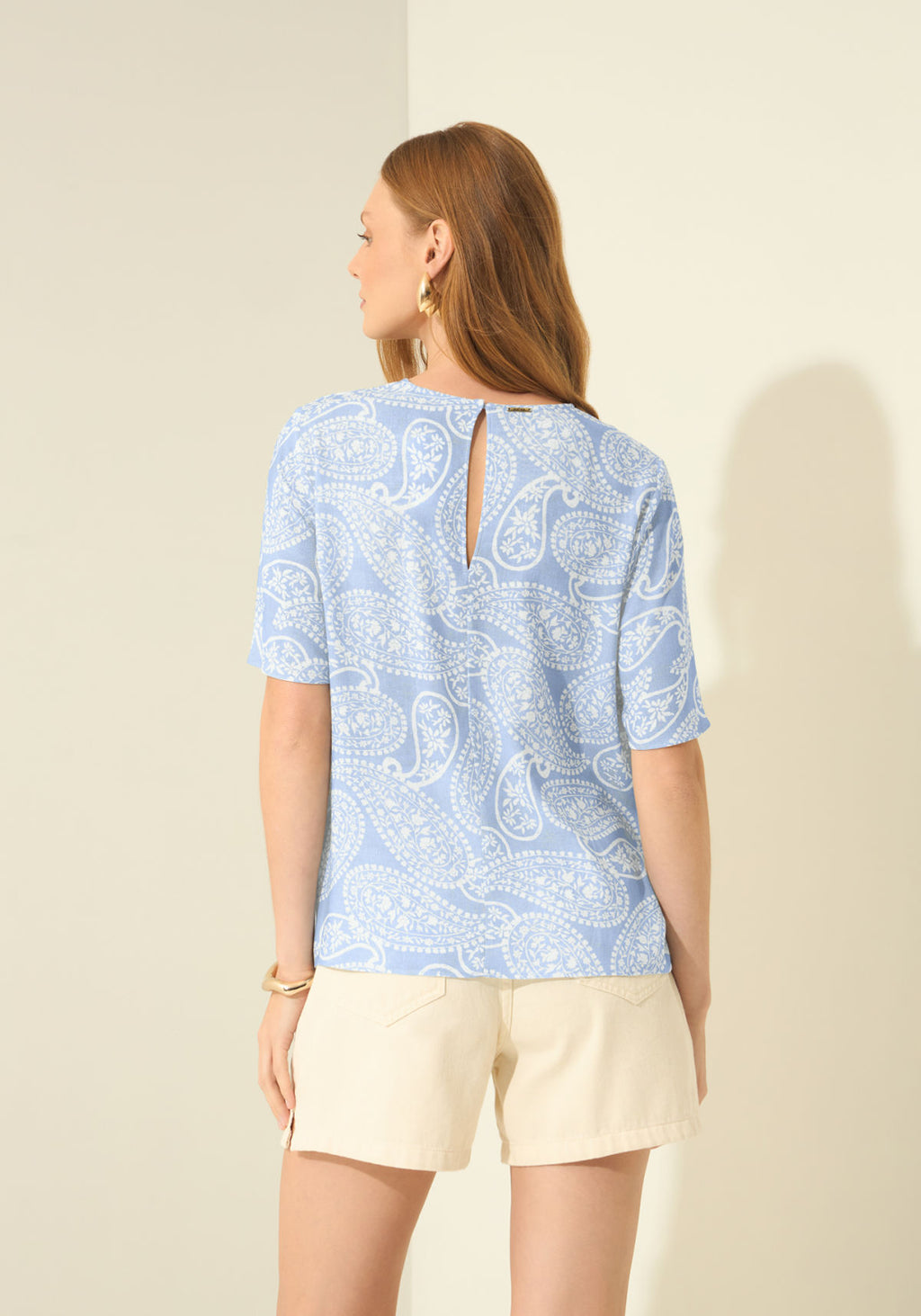 Blusa Estampada De Mangas Curtas Lez A Lez Feminino 3521E