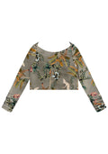 Blusa Manga Longa Cropped Franzido Lez A Lez Feminino 5521L