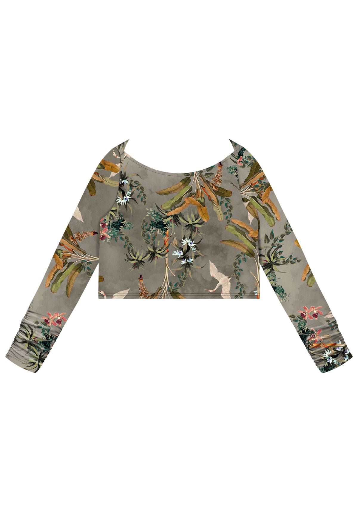 Blusa Manga Longa Cropped Franzido Lez A Lez Feminino 5521L