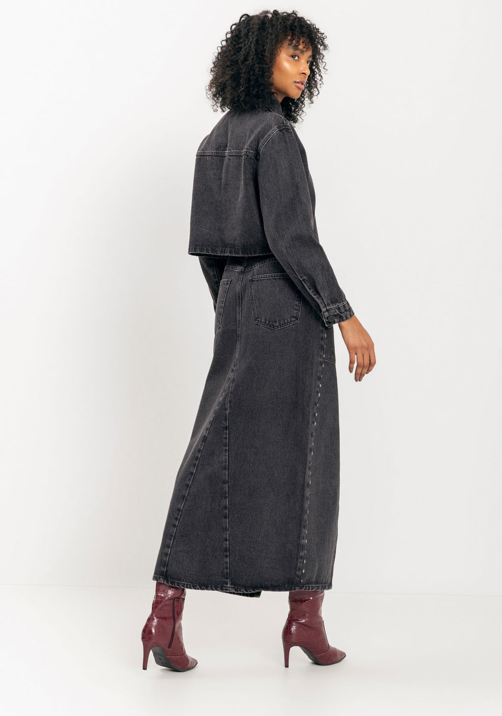 Saia Jeans Longa Com Fenda Lez A Lez Feminino 1572E