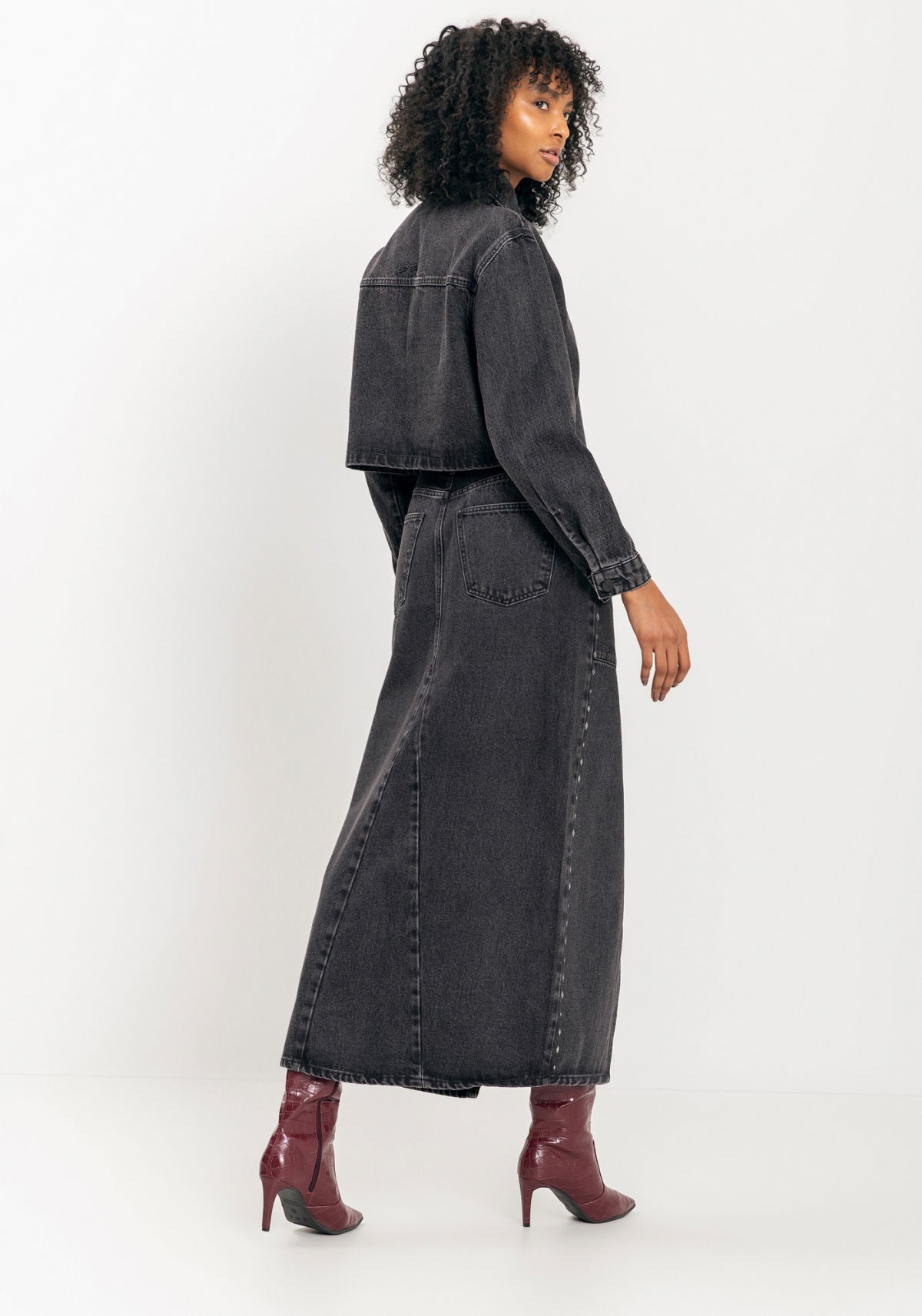 Saia Jeans Longa Com Fenda Lez A Lez Feminino 1572E