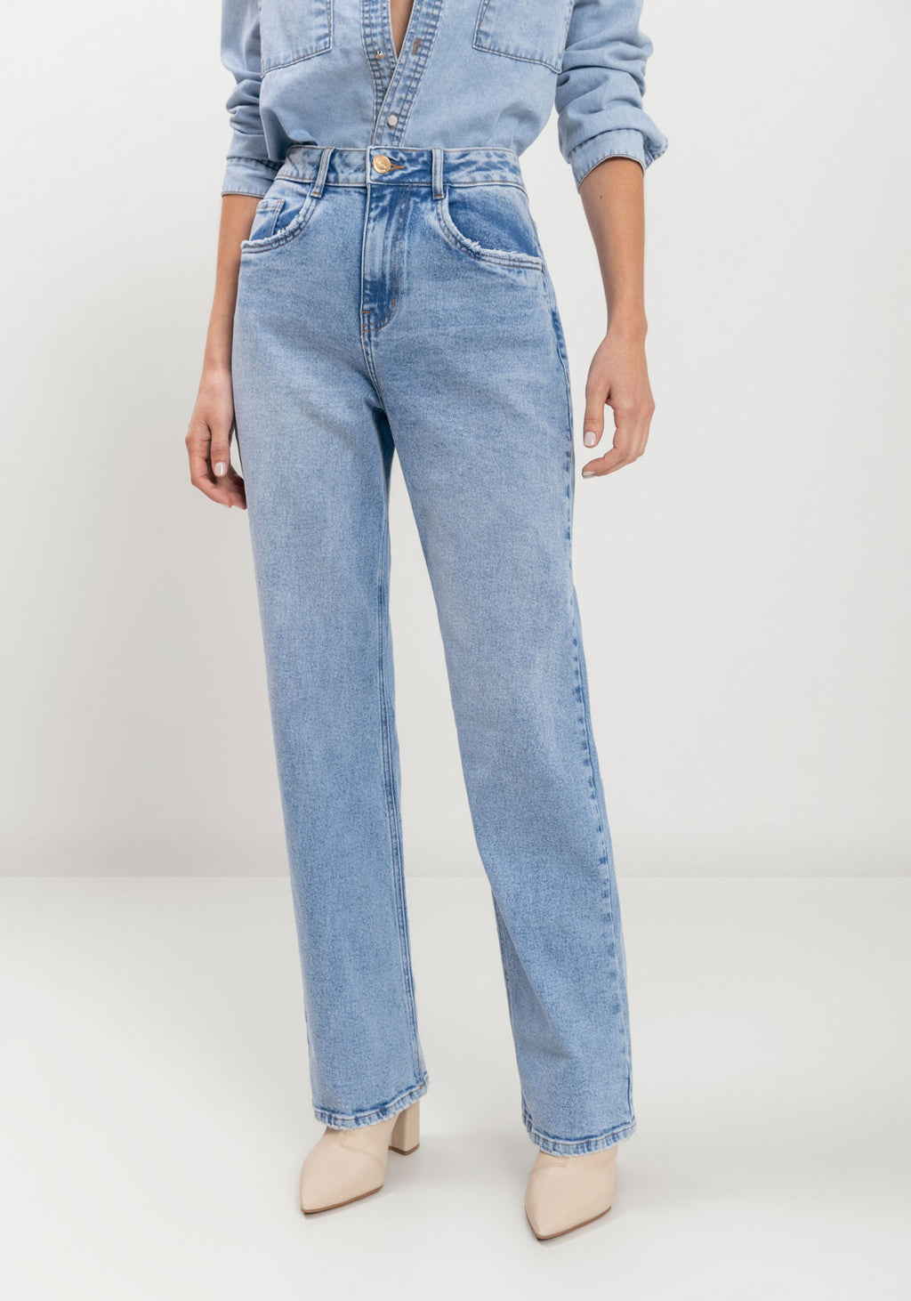 Calça Reta Jeans Com Elastano Lez A Lez Feminino 1538E