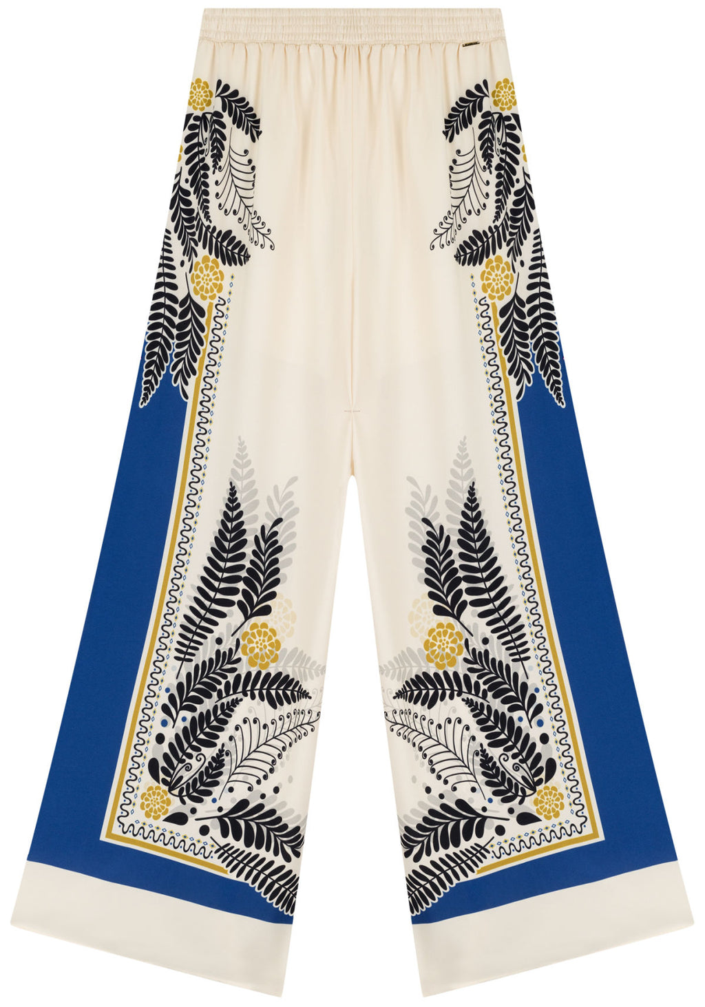 Calça Pantalona De Cintura Alta Com Cós Elástico