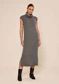 Vestido Canelado De Mangas Curtas Lez A Lez Feminino 7895E