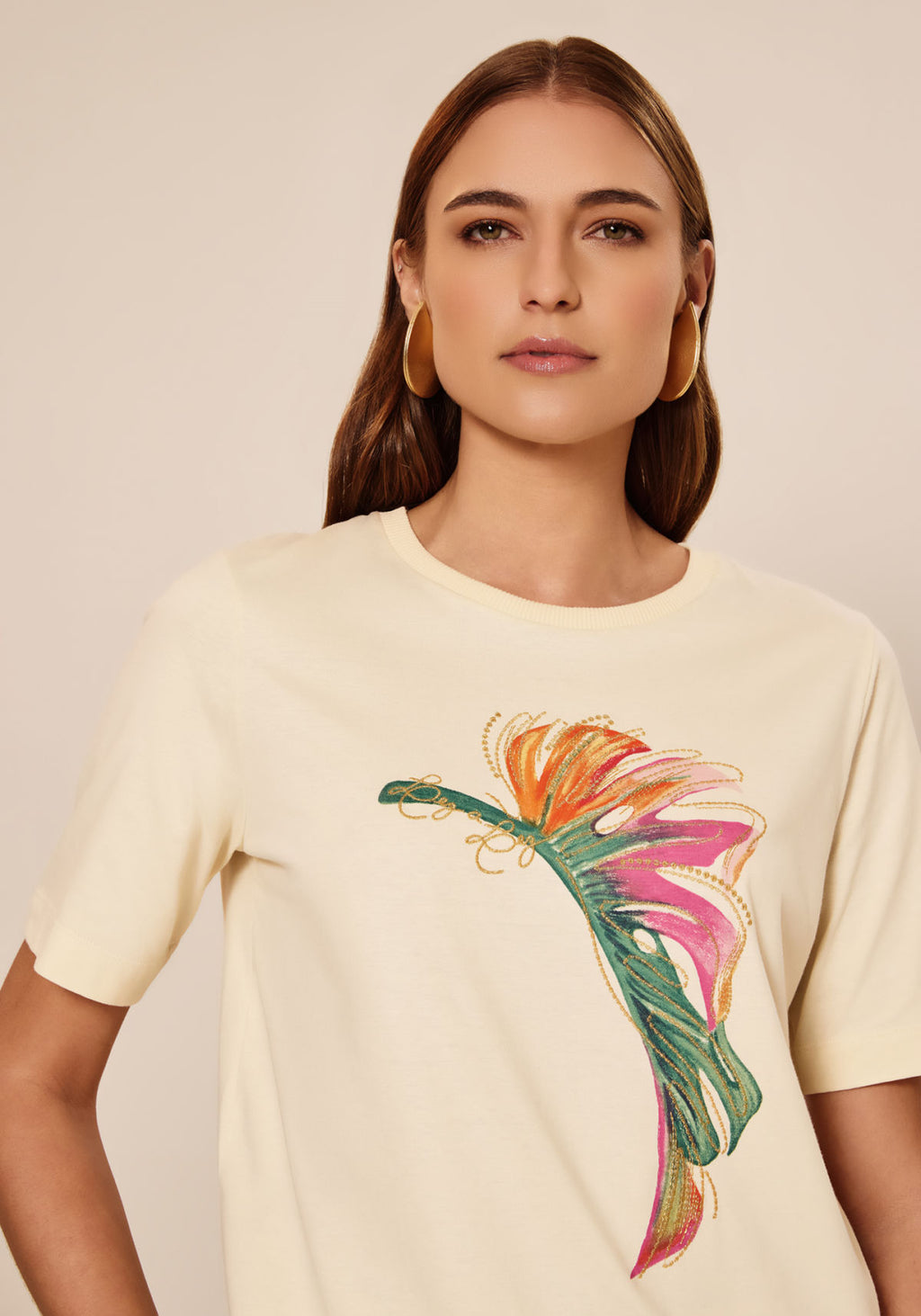 T-shirt Estampada Com Mangas Curtas Lez a Lez Feminino 7758E