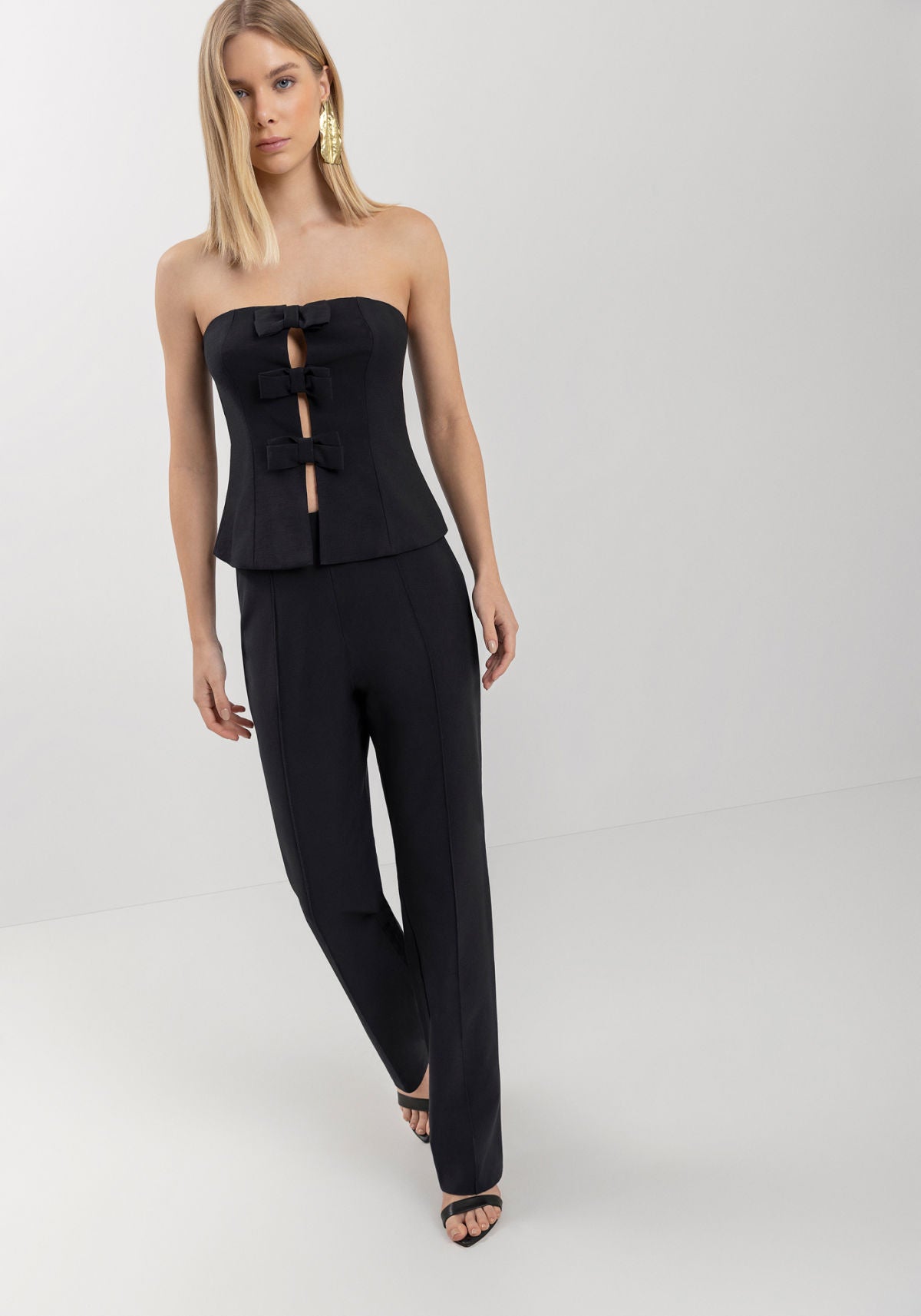 Calça Reta Em Bengaline Com Cintura Lez A Lez Feminino 7213E