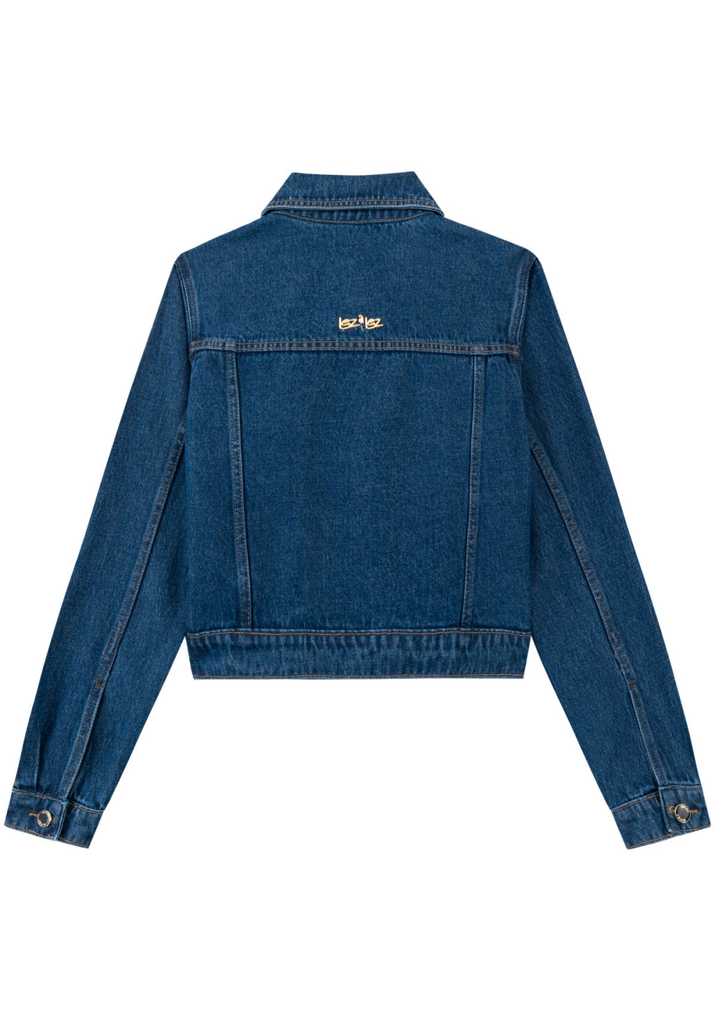 Jaqueta Jeans Cropped De Mangas Lez A Lez Feminino 0983E