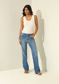 Calça Reta Jeans Com Cintura Alta Lez A Lez Feminino 0225E