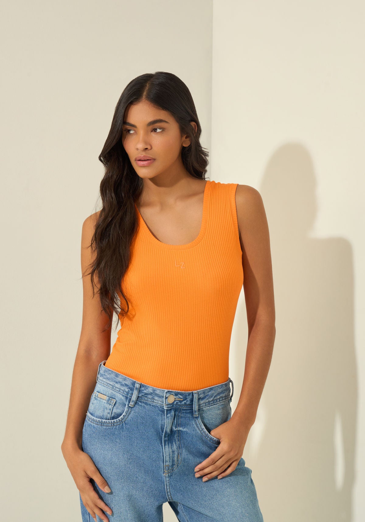 Blusa Regata Básica Com Bordado Lez A Lez Feminino 5071E