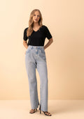 Calça Jeans Reta De Cintura Alta Lez A Lez Feminino 2280E