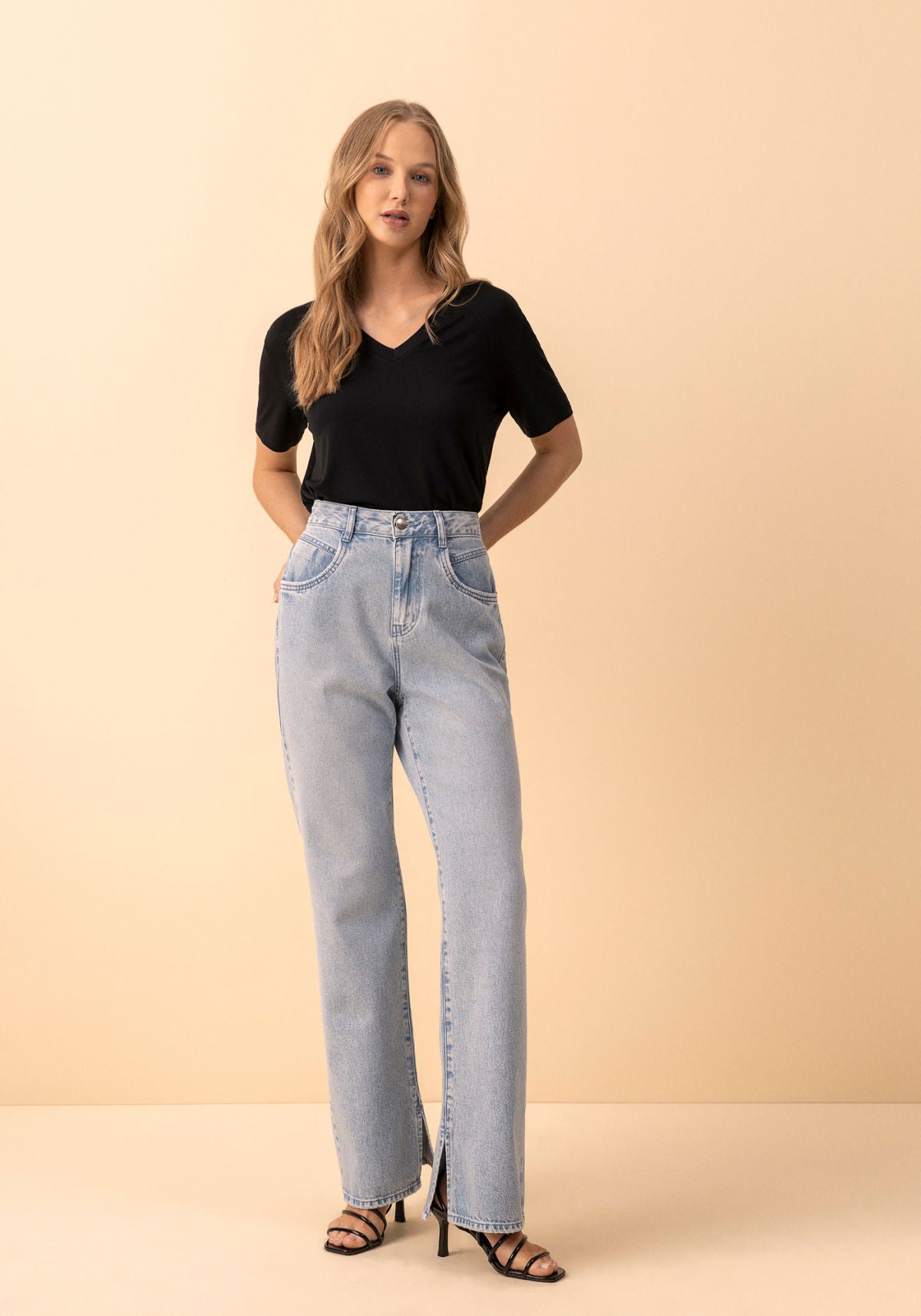 Calça Jeans Reta De Cintura Alta Lez A Lez Feminino 2280E