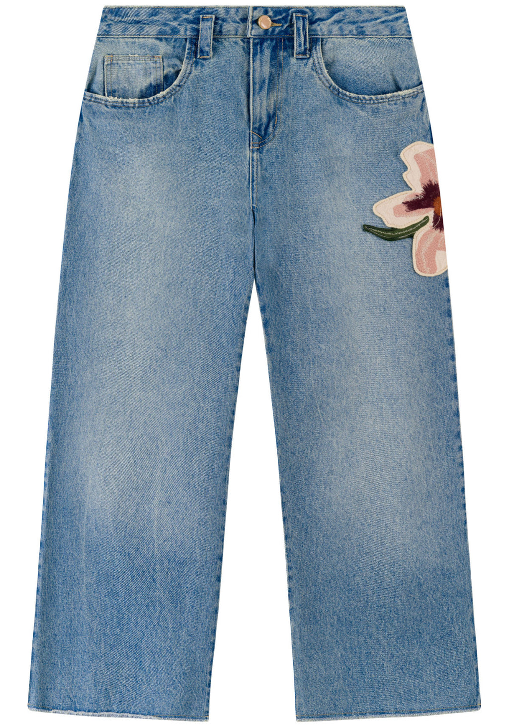 Calça Wide Leg Jeans Cropped Lez A Lez Feminino 0215E