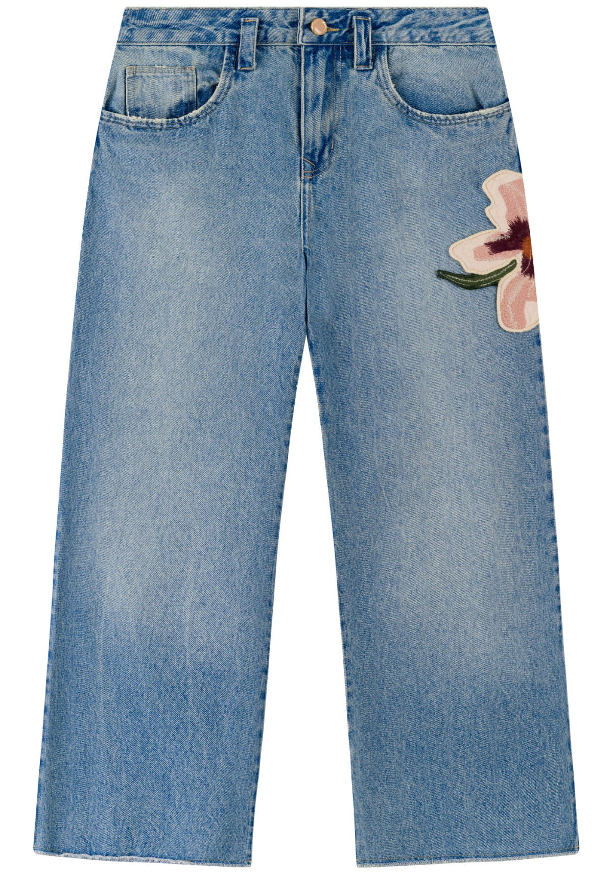 Calça Wide Leg Jeans Cropped Lez A Lez Feminino 0215E