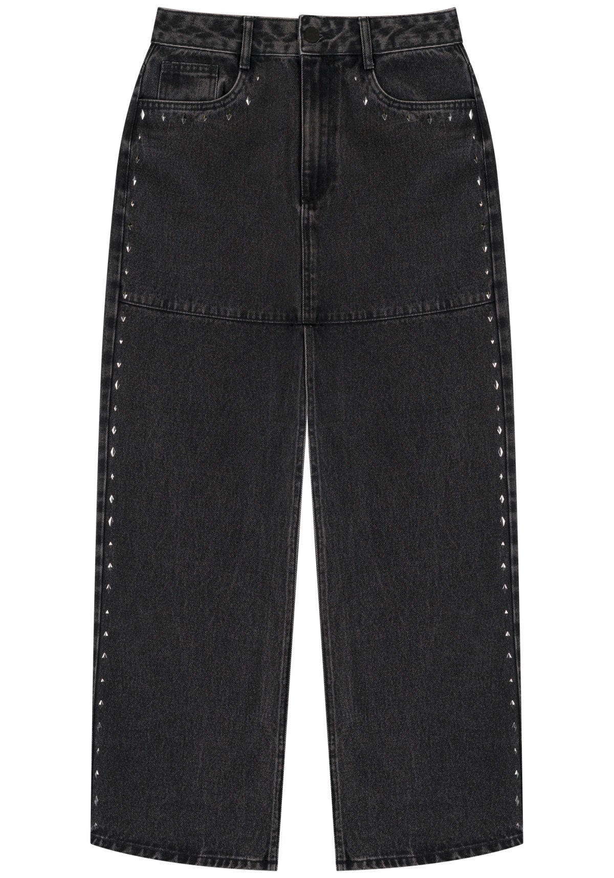 Saia Jeans Longa Com Fenda Lez A Lez Feminino 1572E