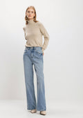 Calça Wide Leg Jeans Com Cintura Lez A Lez Feminino 1548E