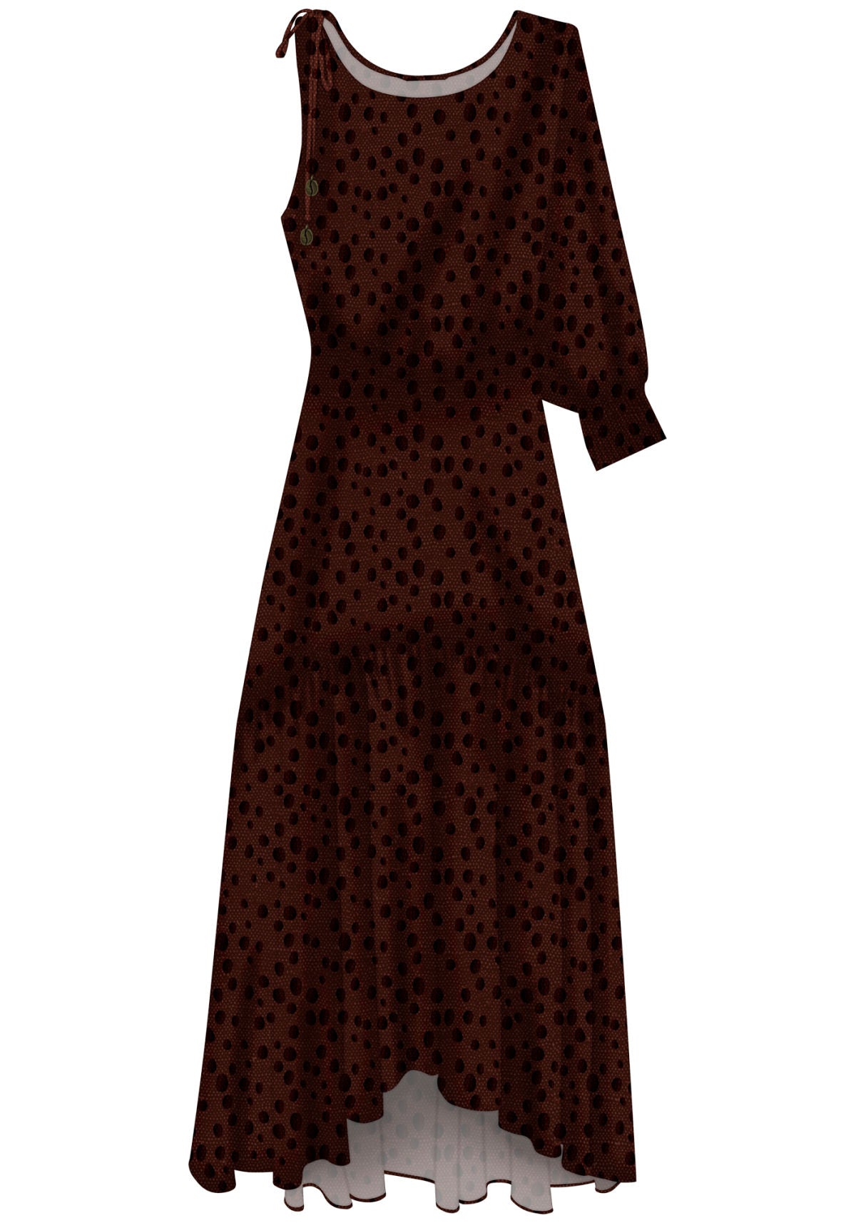 Vestido Longo Com Manga Única Lez A Lez Feminino 7743E