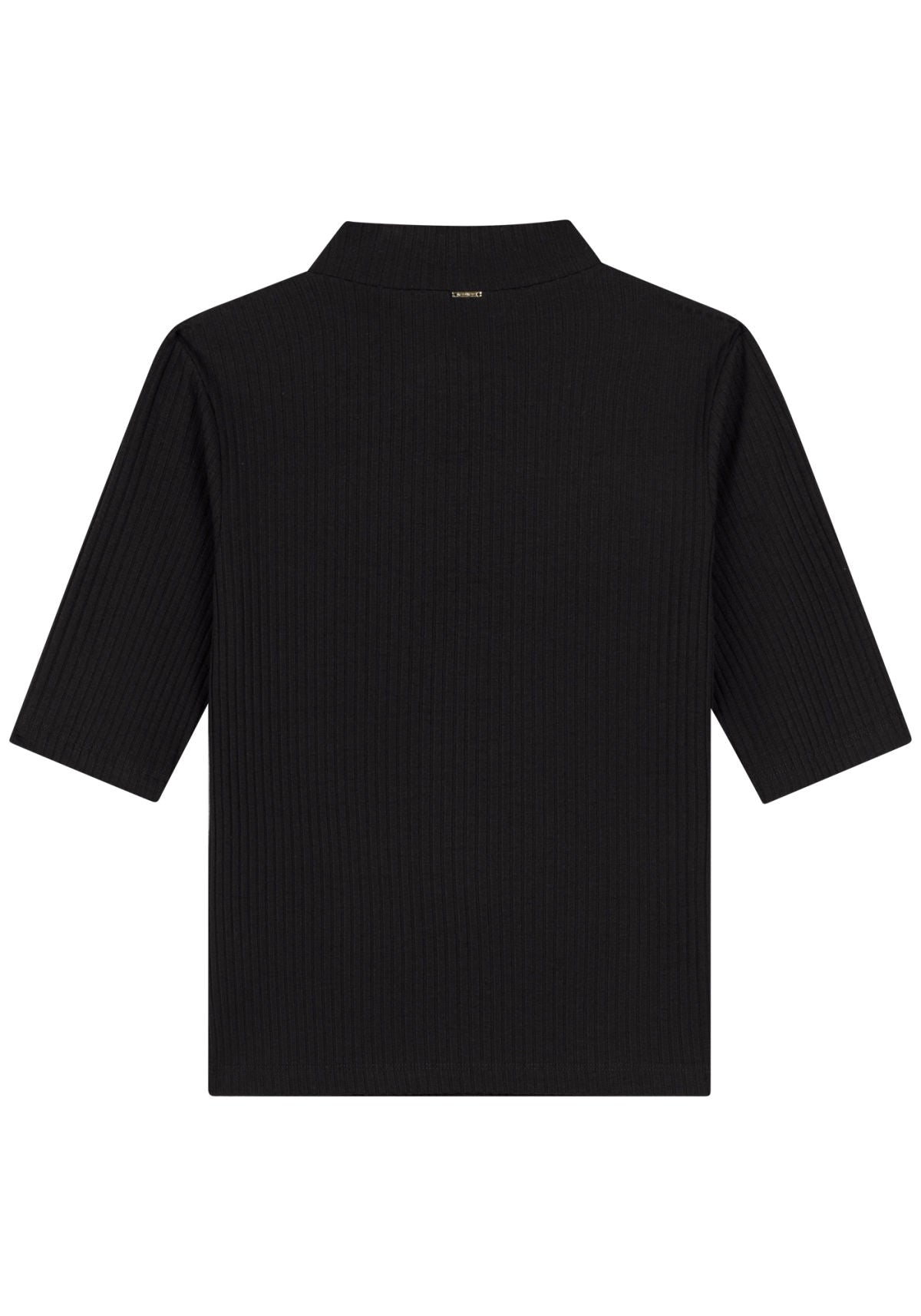 Blusa De Mangas Curtas Em Malha Lez A Lez Feminino 9237E