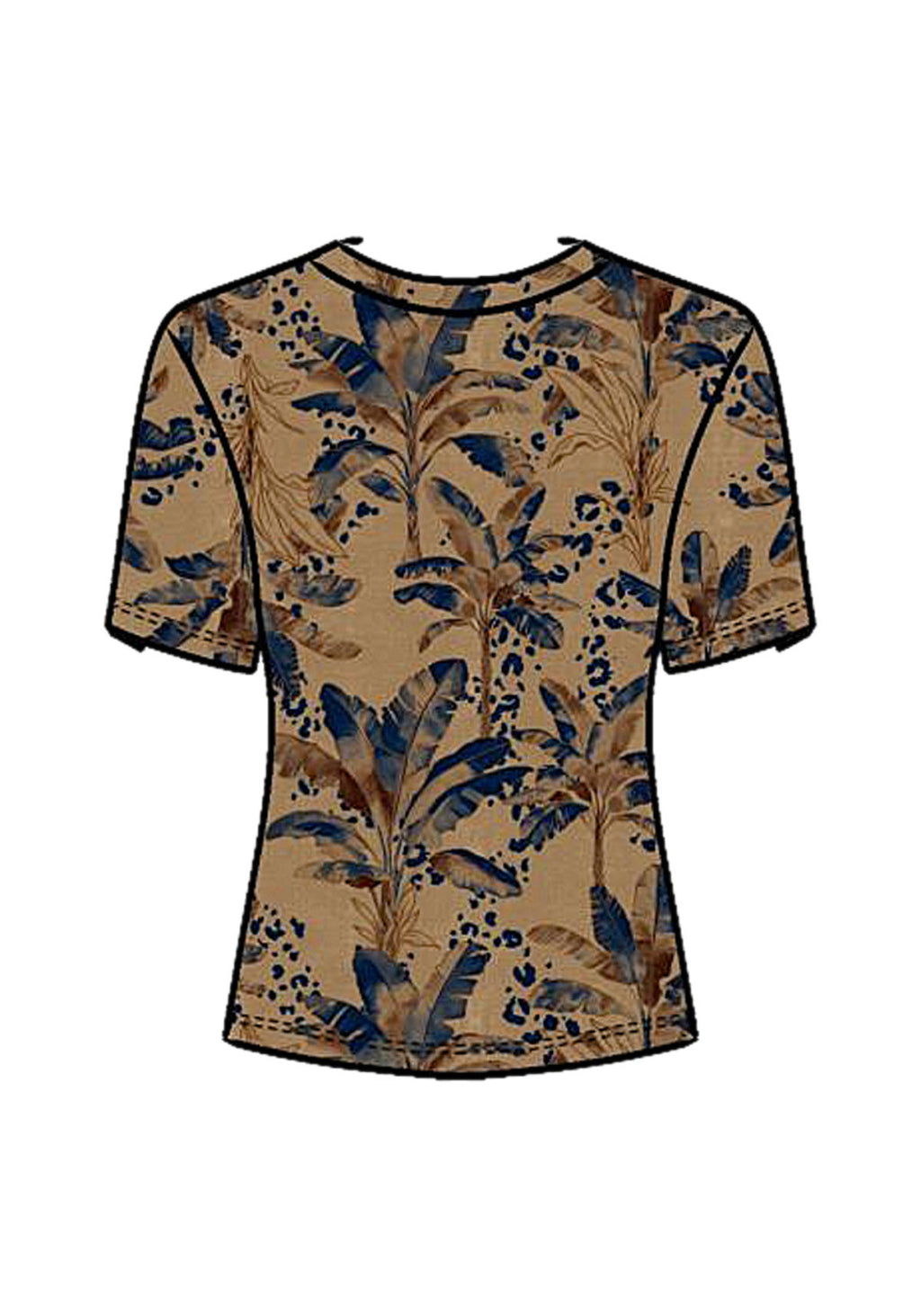 Blusa Estampada De Mangas Curtas Lez A Lez Feminino 9357E