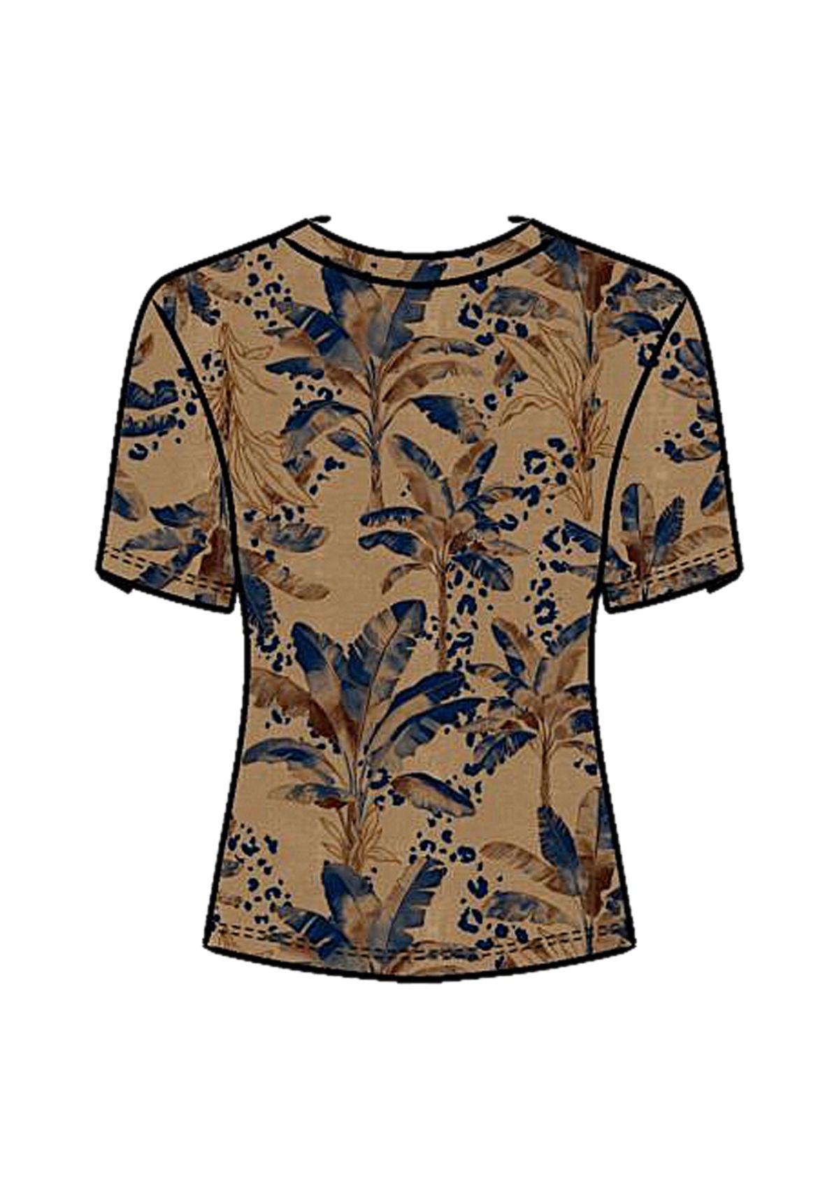 Blusa Estampada De Mangas Curtas Lez A Lez Feminino 9357E