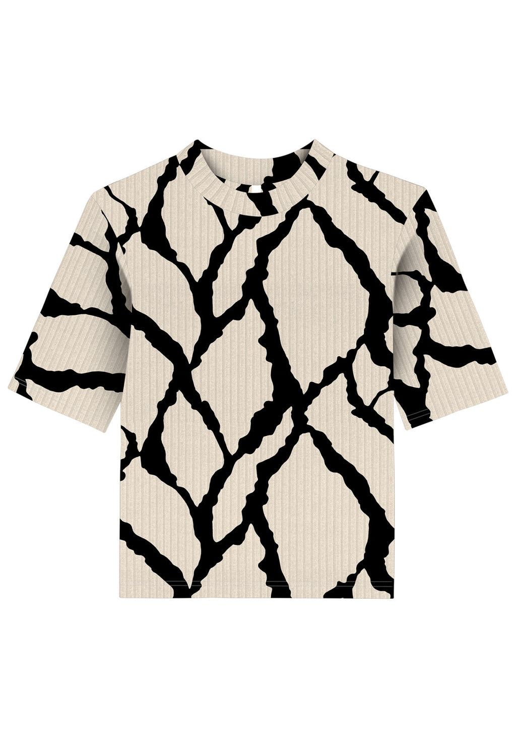 Blusa Canelada Estampada com Gola Lez A Lez Feminino 6709L